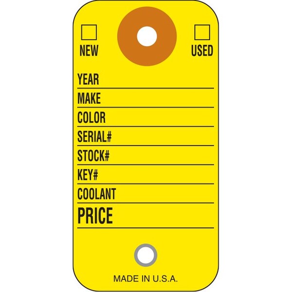 Asp Colored KeyTags w/ Rings, 1 3/8X2 3/4,500 PerbxForm No Ct-5:Yellow Pk 1493 - main